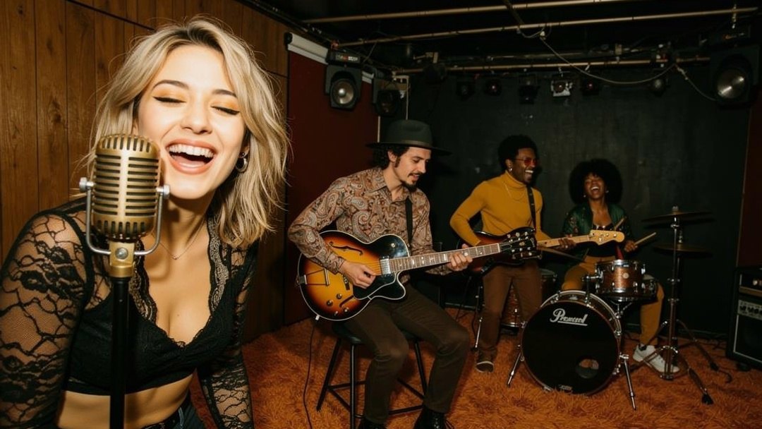 Maya Valentine and the band rehearsing